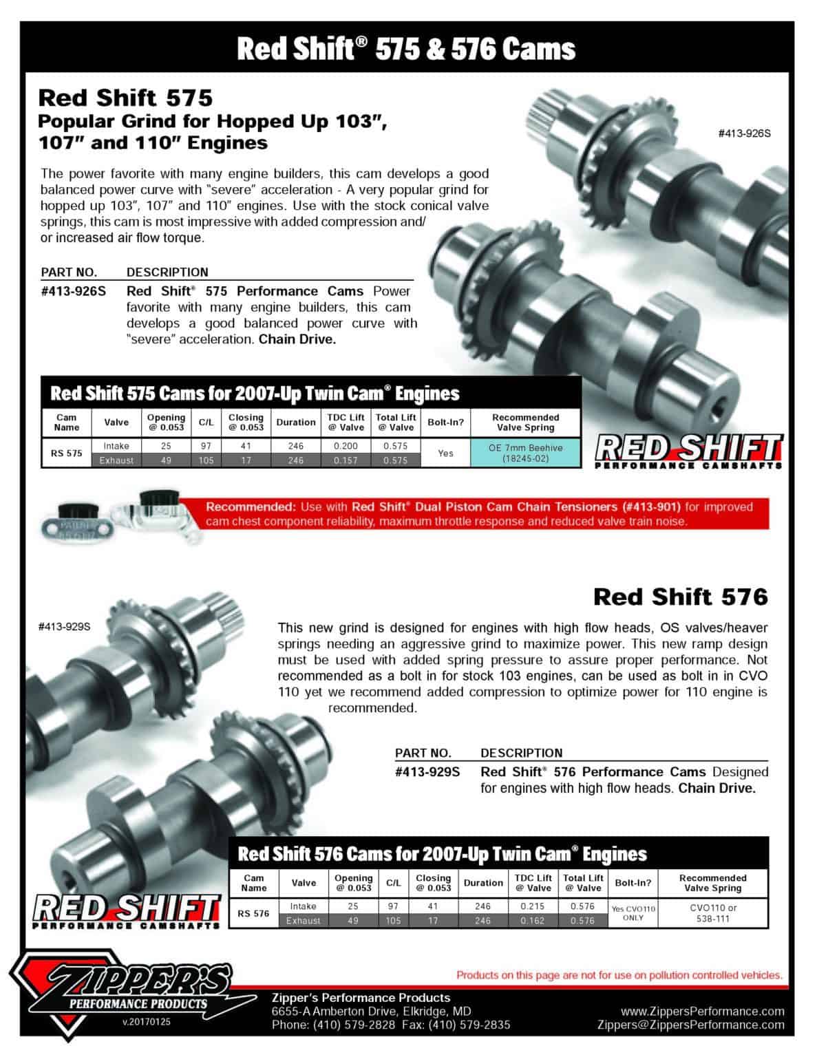 Red Shift Cams® RS575 for Twin Cam®