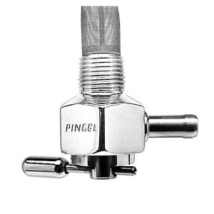 Pingel® Power-Flo™ Fuel Valves: Chrome or Aluminum w/male 3/8”NPT threads, for pre-’75 tanks|Pingel® Power-Flo™ Fuel Valves: Chrome w/22mm coupling nut & vacuum shut-off    |Pingel® Power-Flo™ Fuel Valves: Chrome or Aluminum w/22mm coupling nut, for ‘75-‘06 tanks